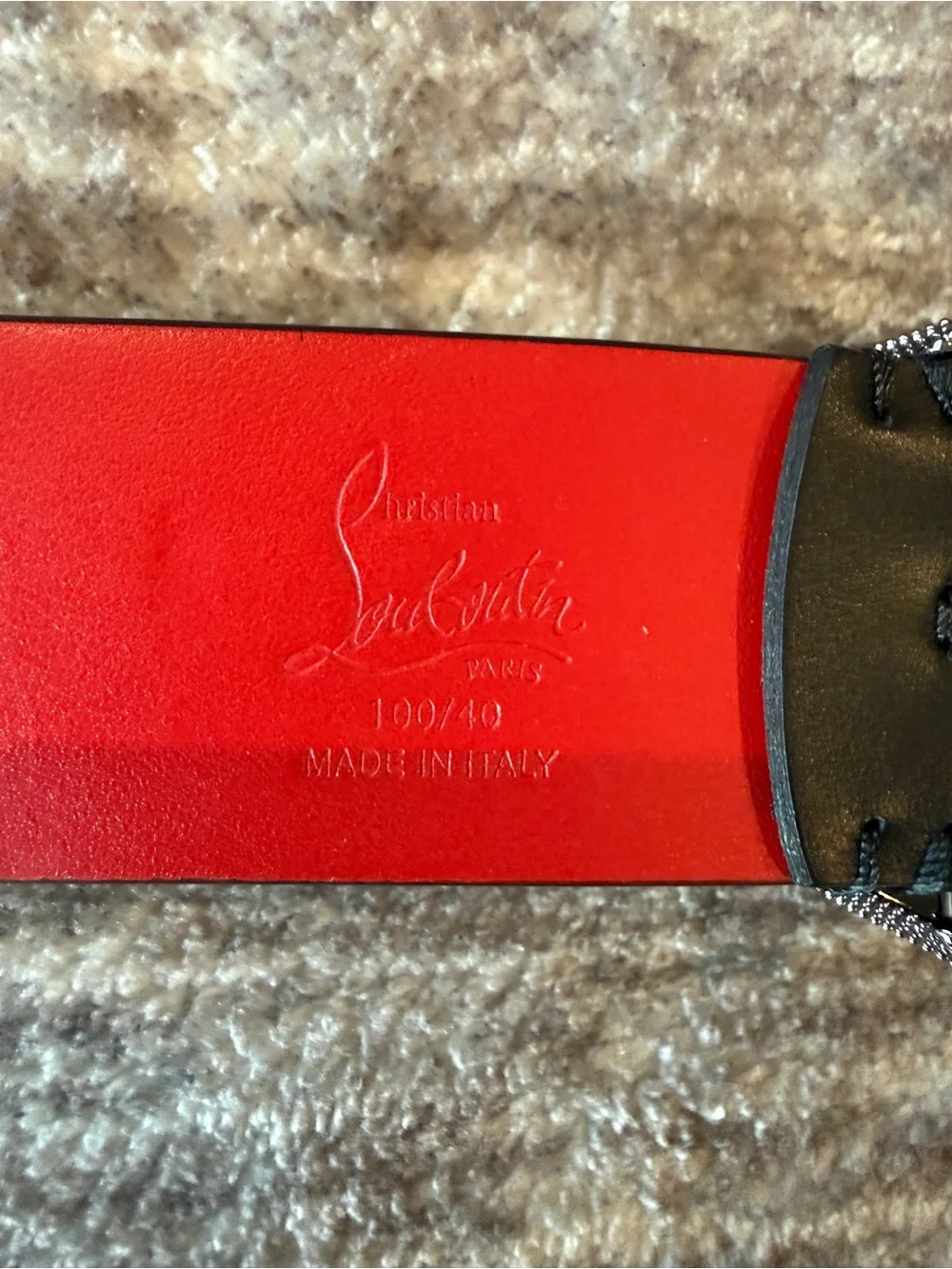 Christian Louboutin Black Leather Belt with Script Logo Buckle
